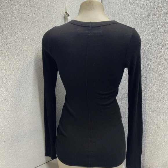 NEW ENZA COSTA Womens Soft Viscose Silk Ribbed Long Sleeve Shirt Size M Black - Picture 5 of 11